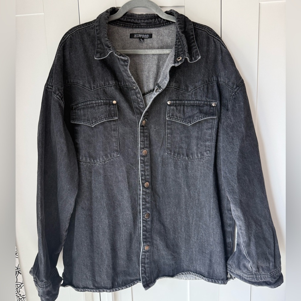 Elwood unisex black western style snap front jacket shacket XL